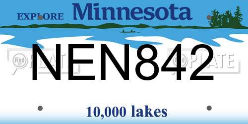 NEN842 Minnesota License Plate