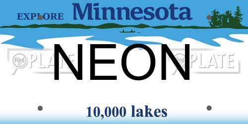NEON Minnesota License Plate