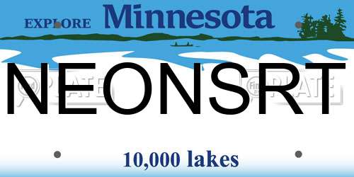 NEONSRT Minnesota License Plate