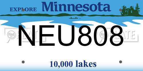 NEU808 Minnesota License Plate