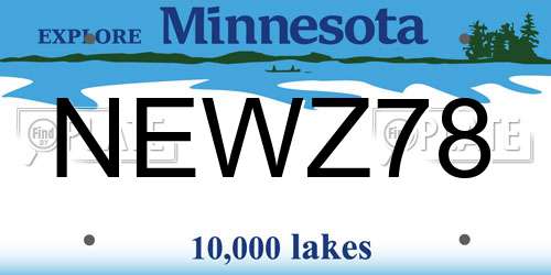 NEWZ78 Minnesota License Plate
