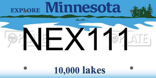 NEX111 Minnesota License Plate