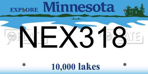 NEX318 Minnesota License Plate