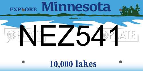 NEZ541 Minnesota License Plate