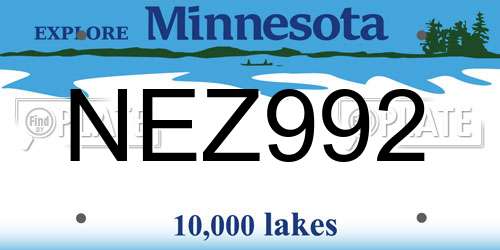 NEZ992 Minnesota License Plate