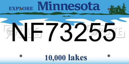 NF73255 Minnesota License Plate