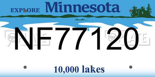NF77120 Minnesota License Plate