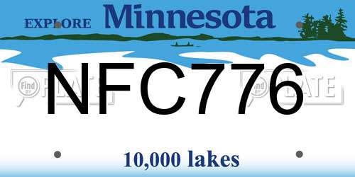 NFC776 Minnesota License Plate