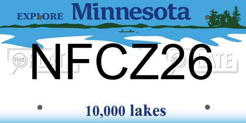 NFCZ26 Minnesota License Plate