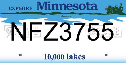 NFZ3755 Minnesota License Plate