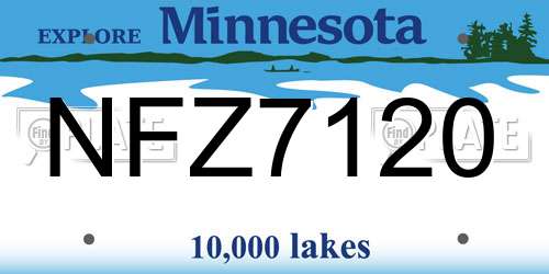 NFZ7120 Minnesota License Plate