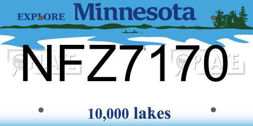 NFZ7170 Minnesota License Plate