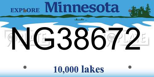 NG38672 Minnesota License Plate