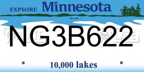 NG3B622 Minnesota License Plate