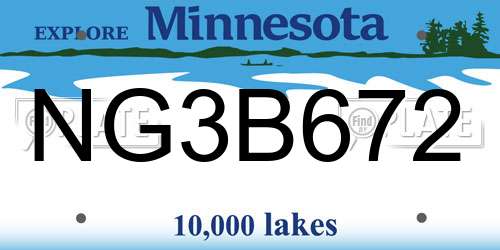 NG3B672 Minnesota License Plate