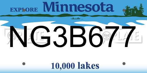 NG3B677 Minnesota License Plate