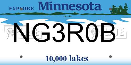 NG3R0B Minnesota License Plate