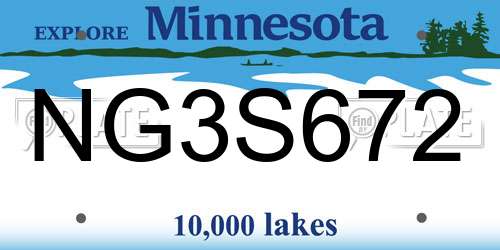 NG3S672 Minnesota License Plate