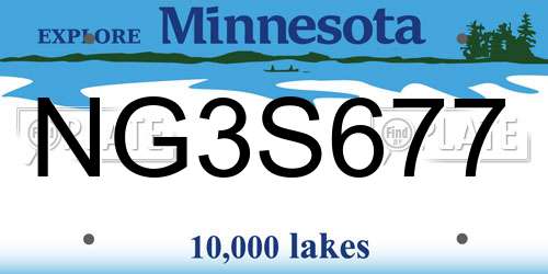 NG3S677 Minnesota License Plate
