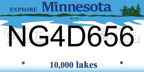 NG4D656 Minnesota License Plate