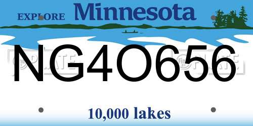 NG4O656 Minnesota License Plate