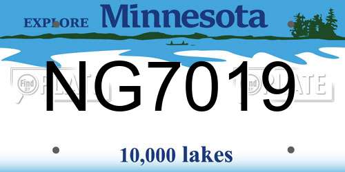 NG7019 Minnesota License Plate