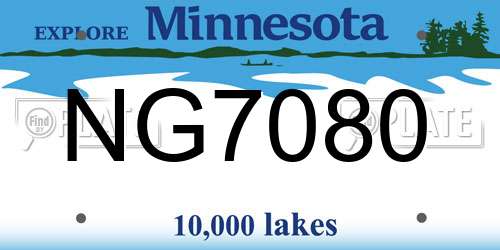 NG7080 Minnesota License Plate