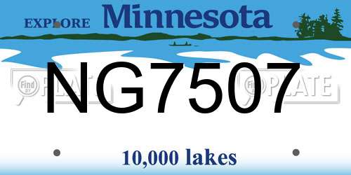 NG7507 Minnesota License Plate
