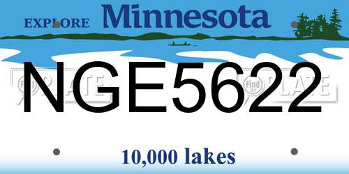 NGE5622 Minnesota License Plate