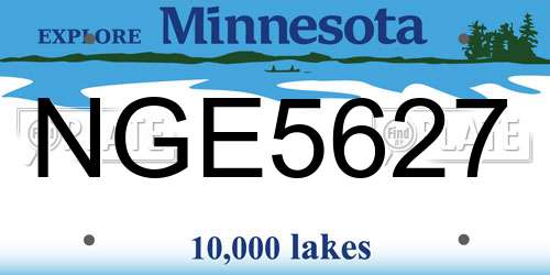 NGE5627 Minnesota License Plate
