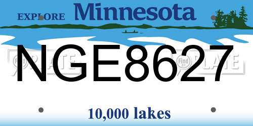 NGE8627 Minnesota License Plate