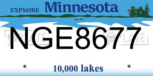 NGE8677 Minnesota License Plate