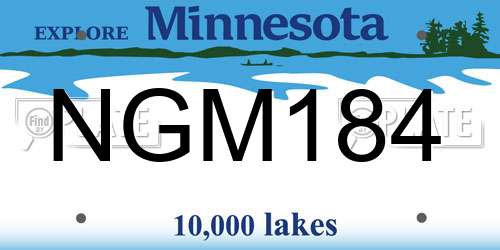 NGM184 Minnesota License Plate