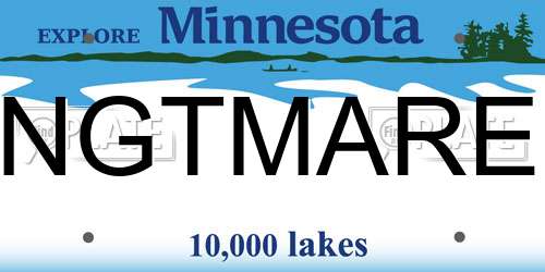 NGTMARE Minnesota License Plate