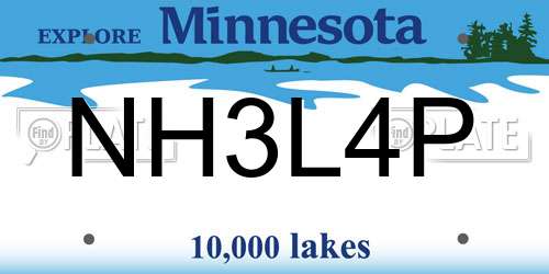 NH3L4P Minnesota License Plate