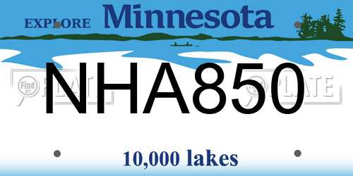 NHA850 Minnesota License Plate
