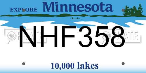 NHF358 Minnesota License Plate
