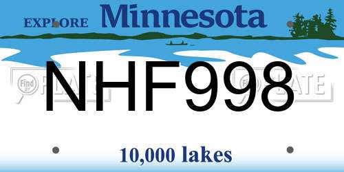NHF998 Minnesota License Plate