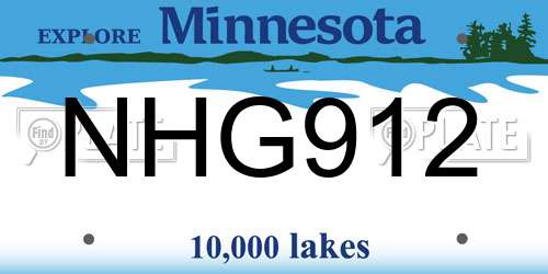NHG912 Minnesota License Plate