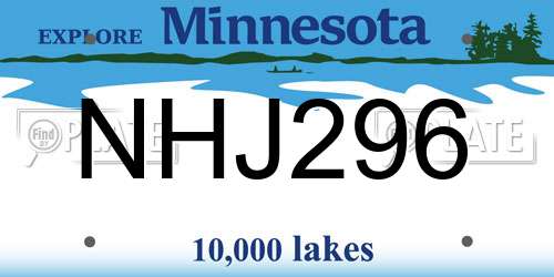 NHJ296 Minnesota License Plate