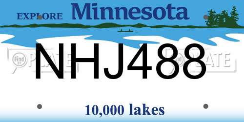 NHJ488 Minnesota License Plate