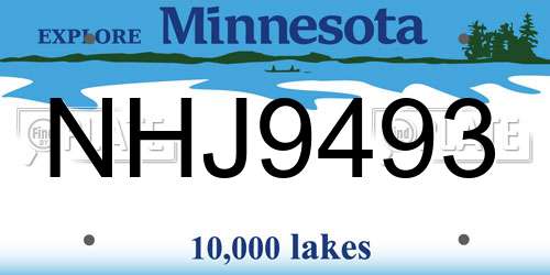 NHJ9493 Minnesota License Plate
