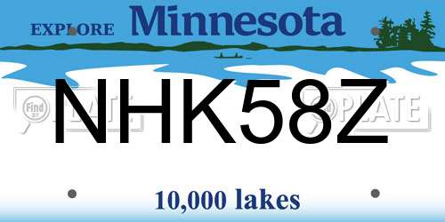 NHK58Z Minnesota License Plate