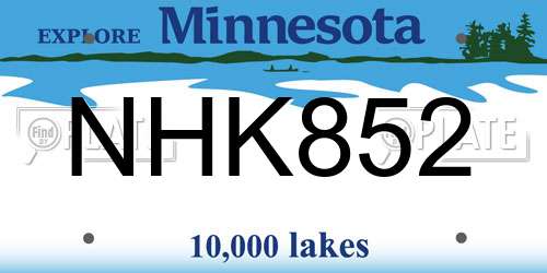 NHK852 Minnesota License Plate