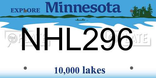 NHL296 Minnesota License Plate