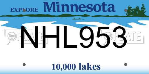 NHL953 Minnesota License Plate