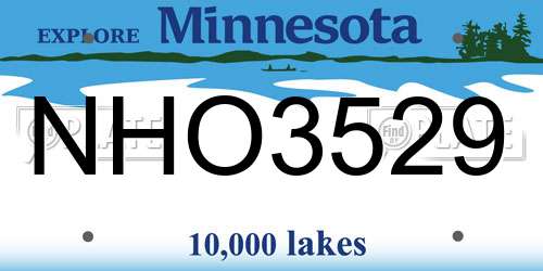 NHO3529 Minnesota License Plate