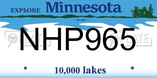 NHP965 Minnesota License Plate