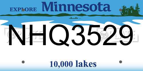 NHQ3529 Minnesota License Plate