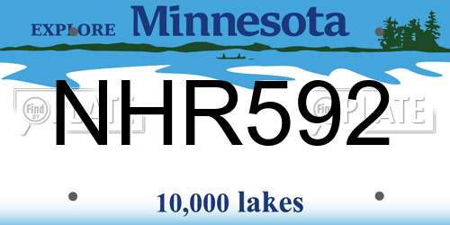NHR592 Minnesota License Plate